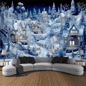 Winter Tapestry Snow Village Christmas Scene