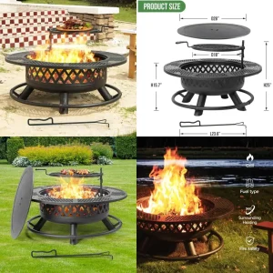 42 Inch Round Metal Firepit Table