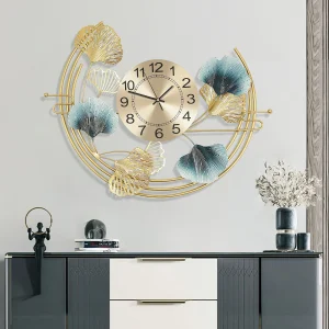 67*52cm Gold Blue Round Wall Mount Clock